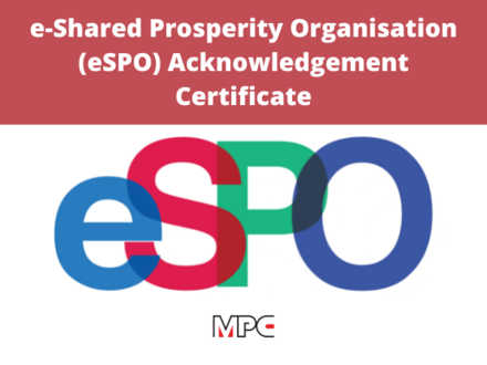 E-Shared Prosperity Organisation (eSPO) Acknowledgement Certificate