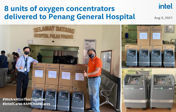 Intel delivers 8 units of oxygen concentrators to Penang General Hospital