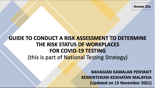 Guide to conduct a risk assessment to determine the risk status of workplaces for COVID-19 testing