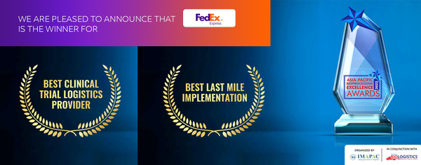 FedEx wins “Best Clinical Trial Logistics Provider” and “Best Last Mile Implementation” at the Asia Pacific Bioprocessing Excellence Awards 2022