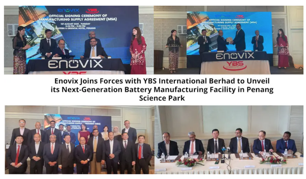 Enovix joins forces with YBS International Berhad to unveil its next-generation battery manufacturing facility in Penang Science Park